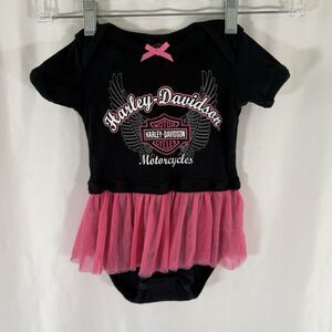 Harley Davidson One Piece Baby Girl 18M Black Short Sleeve Skirt Snap